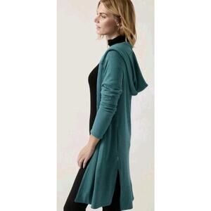 Athleta Harmony Pose Hooded Cardigan XS Teal Ribbed Duster